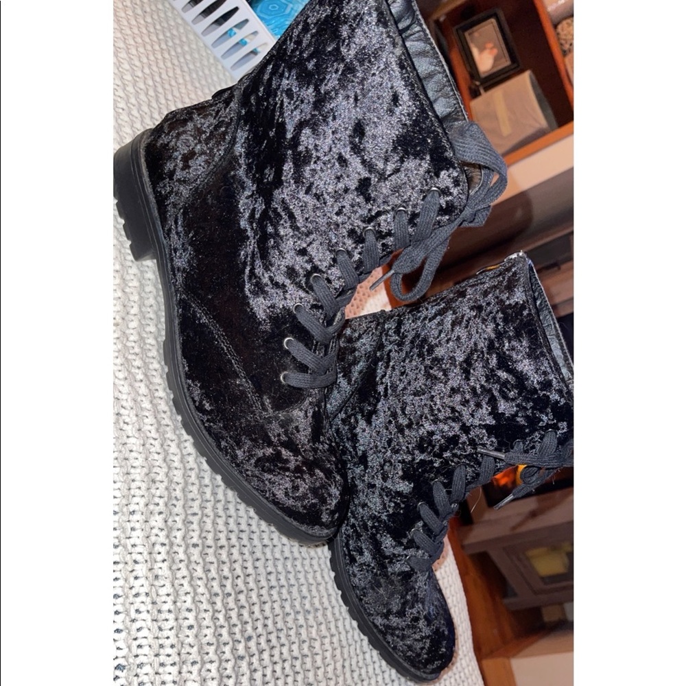 Black Velvet Combat Boots